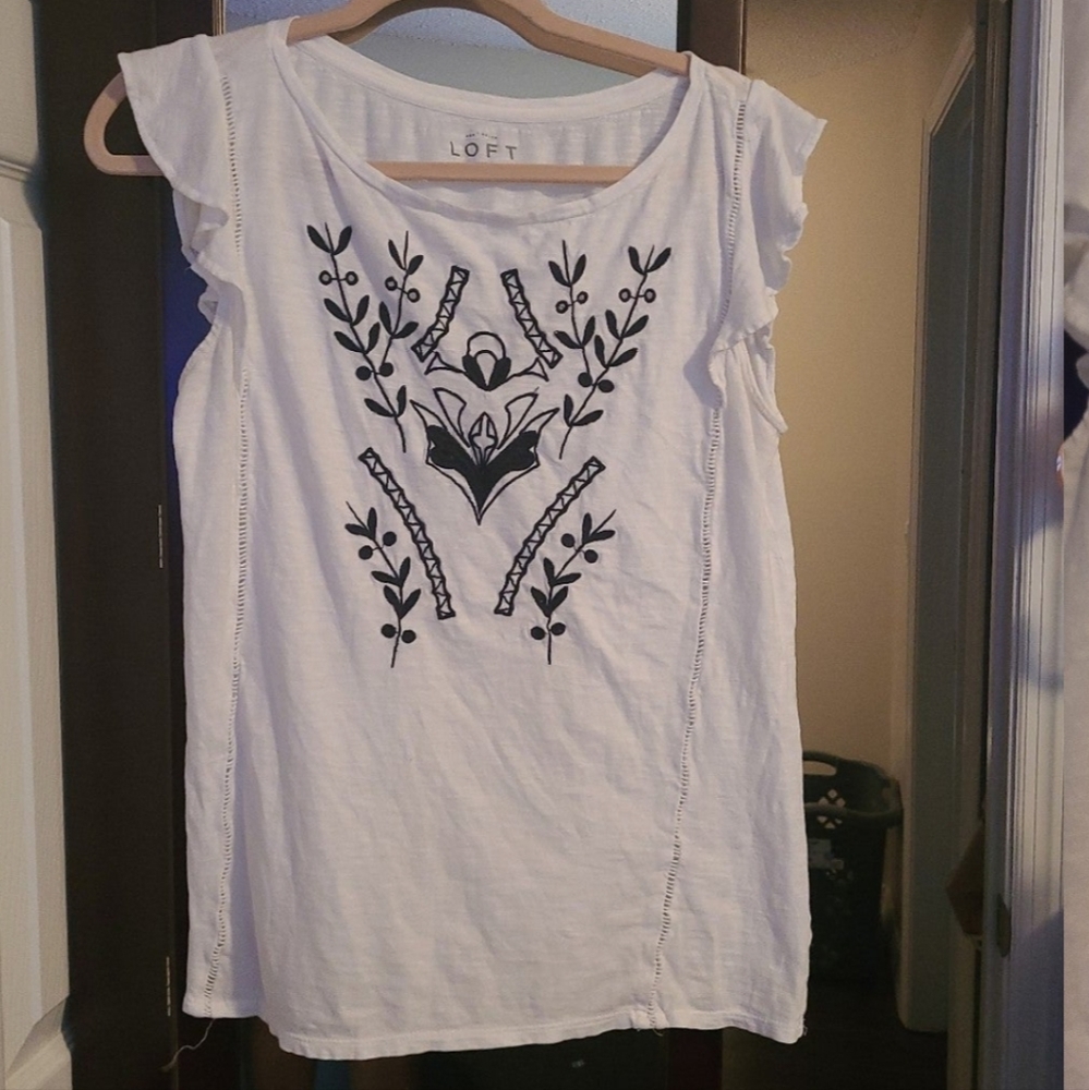 Ann Taylor loft flowy s/s blouse medium